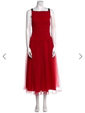 NWOT Molly Goddard Smocked Red Tulle Dress